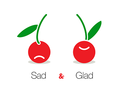 Sad and Glad cherry fun glad illustration leaves round sad smile two