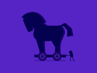 Trojan horse character horse illustration night thief trojan virus wheels