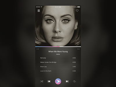 Music Player adele artist audio daily dark minimal modern music player theme ui