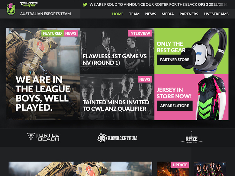 Example of Homepage Design - eSports Team