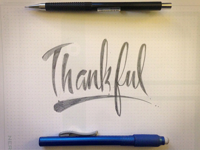 Thankful lettering script sketch typography