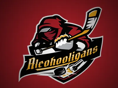 Alcohooligans alcohooligans beer brand hockey hooligan identity league logo slavo kiss sports thug