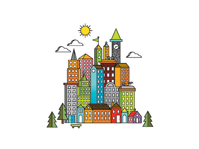 Itty Bitty City buildings city illustration vector