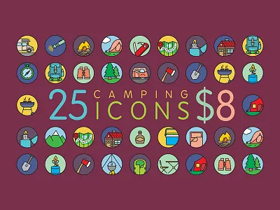 Icon Set - Camping camp camper icon camping icon design icon set icons tent icon
