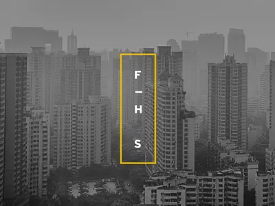 F-H S brand city fancy flat frame golden gotham logo mark signet skyline