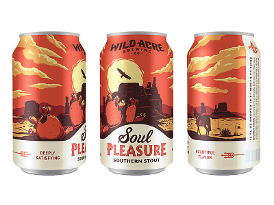 Soul Pleasure austin cactus can craft beer desert fort worth illustration package stout sun texas wild acre