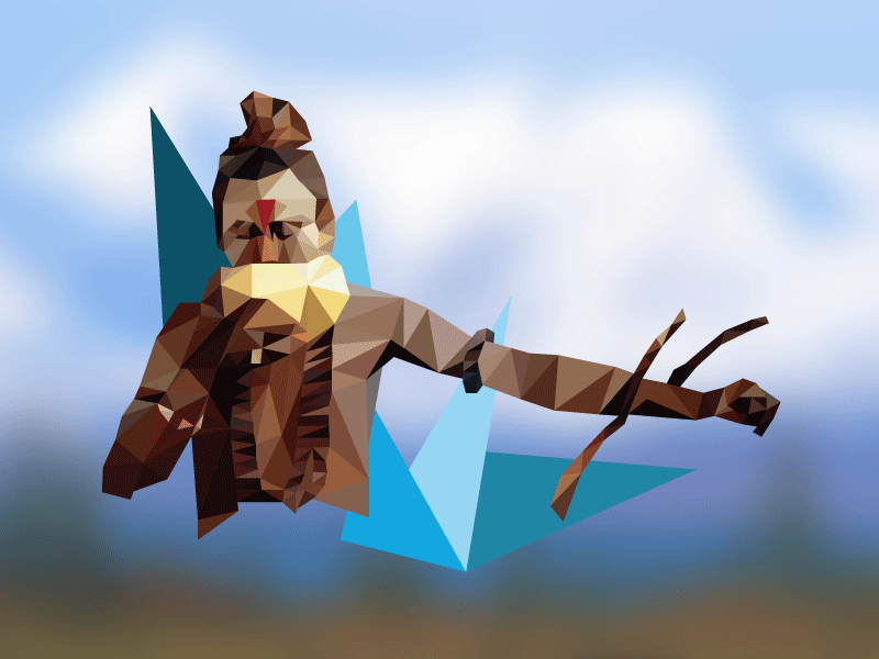 Aghori aghora art blue himalayas india low poly magic sadhu voodoo