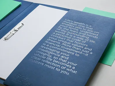 Foster & Motley Rebrand ampersand brochure business card collateral financial foil stamp folder green letterpress navy redesign wealth management