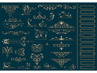 Vintage Ornaments. accent border classical design elements filigree flourish frame ornament swirl vector victorian