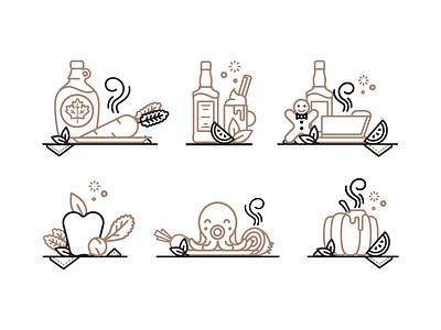 Mmmmm tasty! apple beer bottle can coffee food fruit icons illustration octopus pie wine