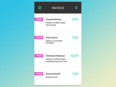 Invoice app dailyui design graphic design invoice mobile ui user interface