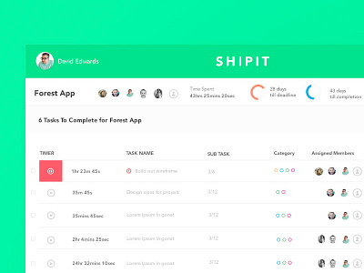 Ship It Project Tasks app design dashboard product management productive ui design