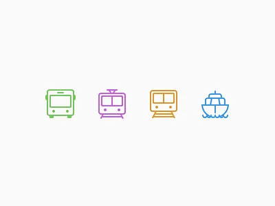 Transport Icons bus ferry iconography icons ios iphone train tram transit transport travel ui