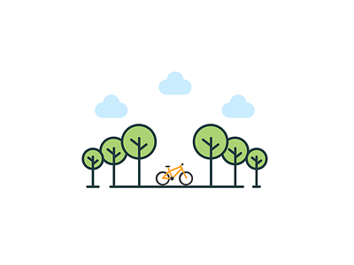 Bike bike clouds cute design flat forest illustration illustrations tree