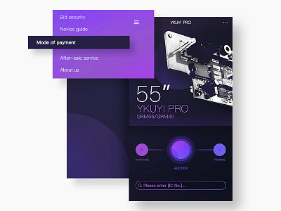 ykuyi app app auction component design electronic iphone menu search ui ux