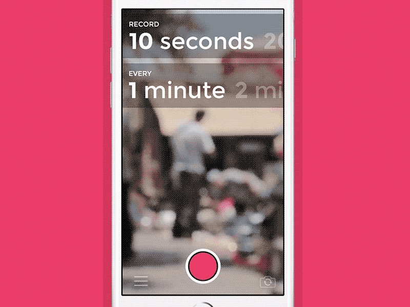 Interval Video Camera App animation app camera framer framerjs gif iphone mobile ui ux video