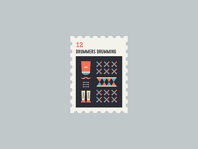 12 Days of Christmas Stamp #12 12 days of christmas christmas drum drummer flat icon icon set icons illustration stamp xmas