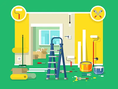 Renovation apartment apartment construction design estate flat illustration interior kit8 renovation repair room vector