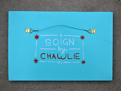 Soign bolt drawn hand lightning paint sign stars