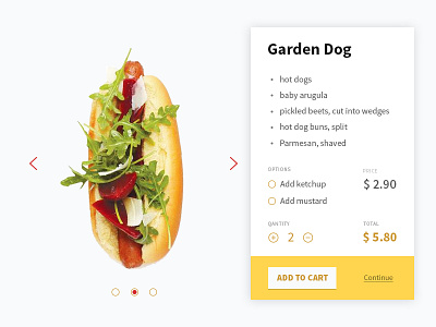 E-Commerce Shop - Day 012 #DailyUi dailyui e commerce food hot dog ketchup mustard product red shop yellow