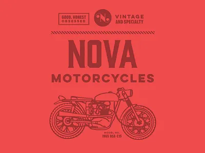 Nova Motorcycles branding illustration motorcycle retro swag tee tshirt typography vintage