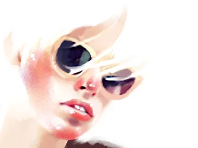 Portrait cg digital painting female glasses lips portrait