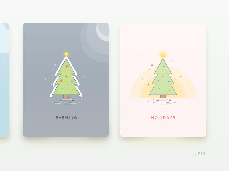 Tree - Finale card christmas evening holidays intro screen onboard tree ui