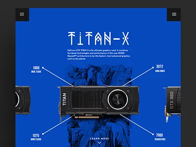 Geforce TitanX balance blue composition e commerce elegant flat gaming minimal product tech textures typography