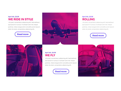 Hardcore Blog Grid Section blog blue grid photos pink text ui ux web