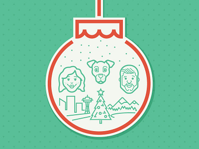 Family Christmas Card christmas dog family husband line art ornament wife