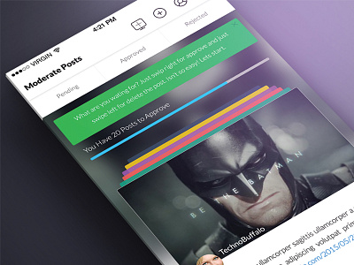 Moderate Posts approve cards ios app mobile moderate pending posts ui user experience user interface ux