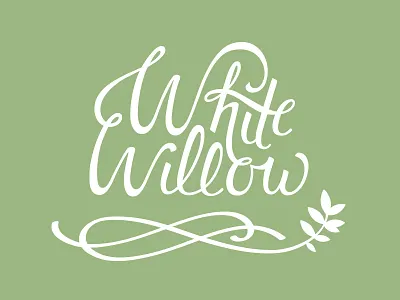 White Willow Logo: Branch branch flourish green hand lettering lettering ligature logo sage script tree white willow