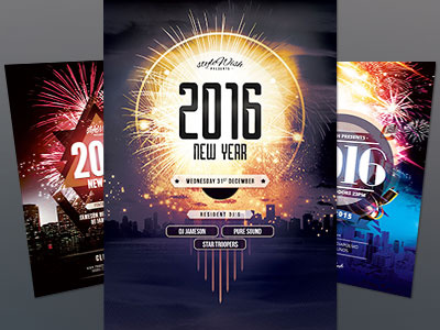 New Year Flyer Bundle Vol.04 city firework flyer graphic design graphicriver lights new year poster psd skyline template