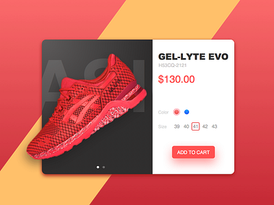 ASICS UI Product Display asics card design flat shoes sketch store ui
