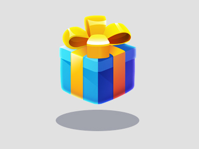 Gift box blue box character design game gift icon ui yellow