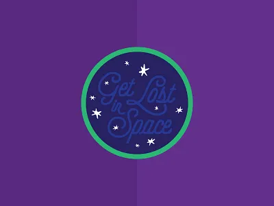 Get Lost... astronomy badge blue circle green night patch purple sky space star