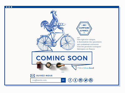 Coming soon acdf aux comptoirs de france ecommerce food illustration landing page shop web website