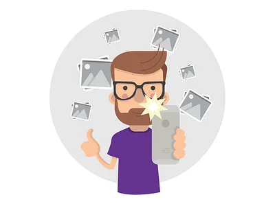 Taking a Picture camera character glasses illustration man phone photo