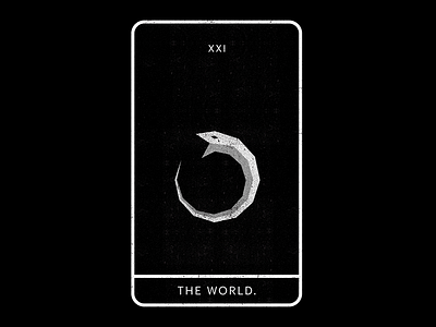 The World. black minimal ouroboros tarot white