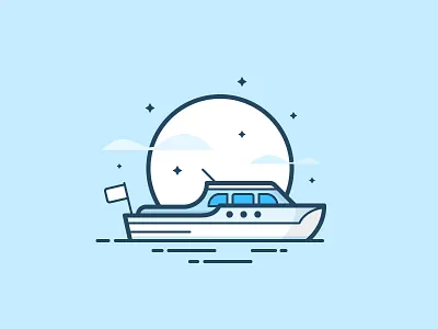 Craft Boat daily challenge icon lake moon ocean sea ship star vector water