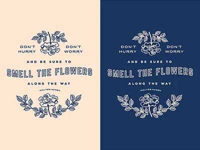 Smell The Flowers blue flowers line art one color pink quote simple smell typography wisdom