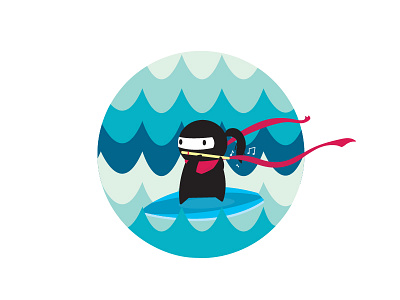 Ninja surfer dude 2d flat flute ninja