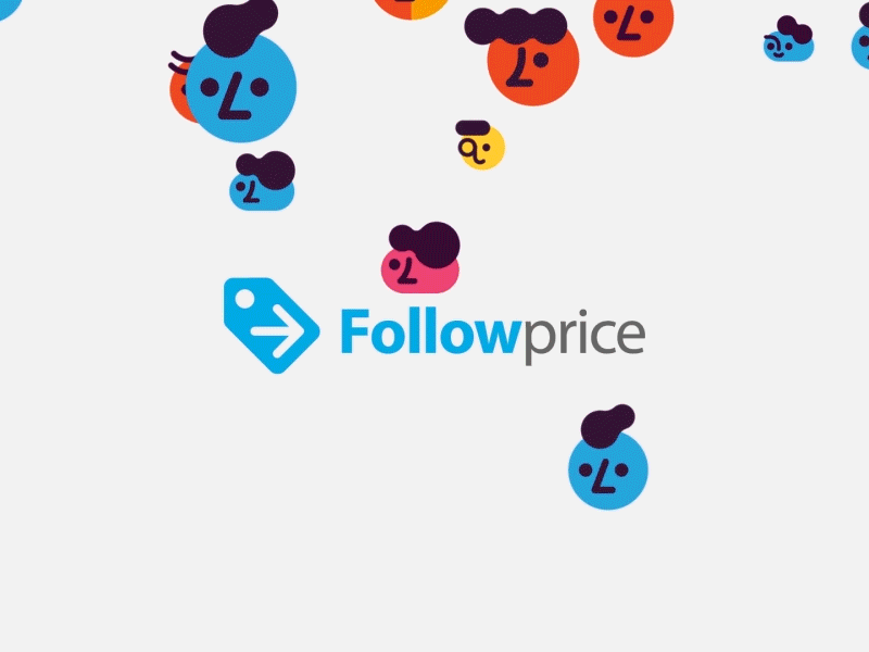 The Followprice button animation avatars button click colorful explosion followprice hand heads logo