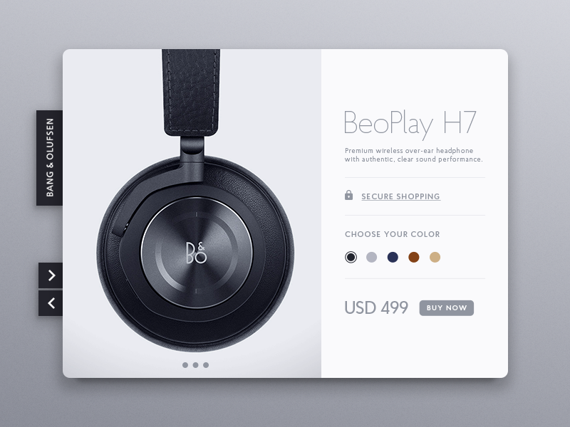 B&O BeoPlay H7 card design flat illustration minimal product ui vector