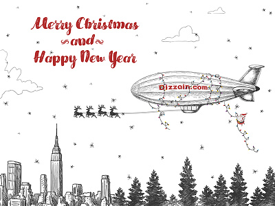 Xmas Card card happy new year ny2016 nyc santa skyline winter zeppelin