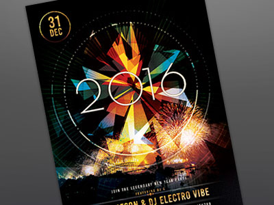 NYE 2016 Flyer abstract celebration city dark firework flyer graphic design modern new year night nye poster