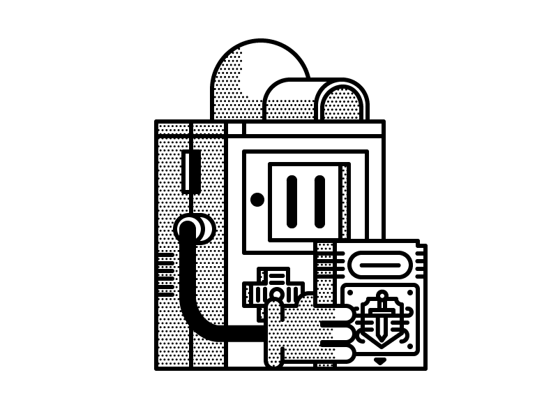 Gameboy Buddy black and white classic game gameboy halftone illustration nintendo simple vector vintage