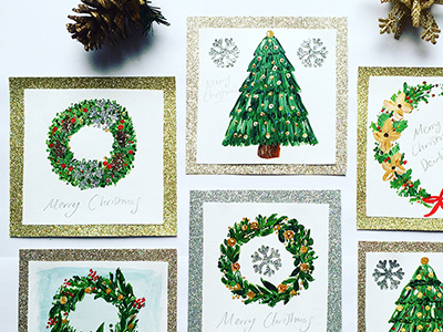 Christmas cards cards christmas christmas tree diy festive painting wreath