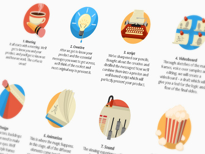 Animation Process Icons animation flat design icon icon set illustration illustrator pipeline process