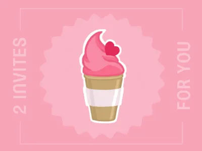 Ice cream dribbble invite dribbble flat food ice cream illustration invite pink